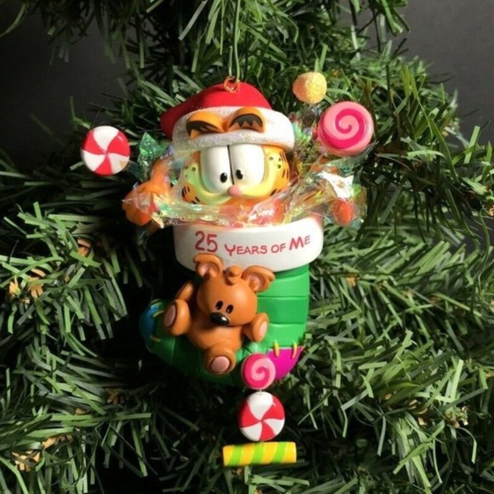 Garfield Christmas ornament 25th Anniversary, Garfield in Christmas stocking